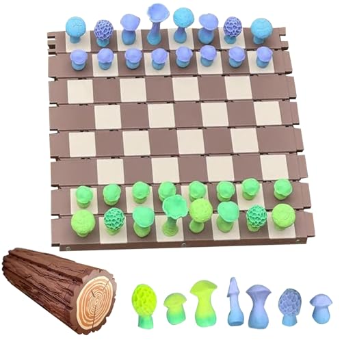 Magnetic Forest Mushrooms Chess, Magnetisches Waldpilz-Schach, Magnetisches Schachspiel mit klappbares Schachbrett, Einklappbar Schachbrett Schach Magnetic, Schachspiel für Erwachsene von CHENRI