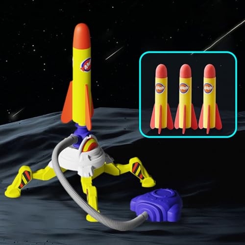 Rocket Launch Toys, Rocket Launcher für Kinder, Raketen Spielzeug mit LED-Licht & 180° Einstellbarer, Rakete Luftdruck, Druckluftrakete Spielzeug, Outdoor Spielzeug für Jungen Mädchen (NO LED-1Set) von CHENRI