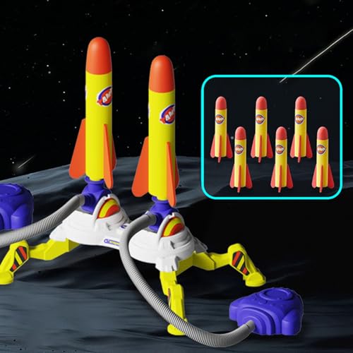 Rocket Launch Toys, Rocket Launcher für Kinder, Raketen Spielzeug mit LED-Licht & 180° Einstellbarer, Rakete Luftdruck, Druckluftrakete Spielzeug, Outdoor Spielzeug für Jungen Mädchen (NO LED-2Set) von CHENRI