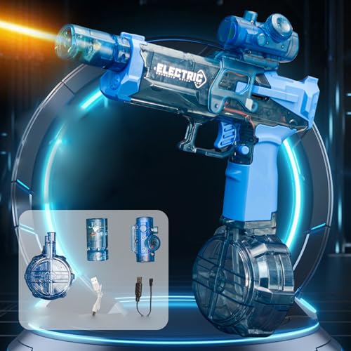 Ultimate Battle Blaster Long Range Motorized Water Gun with Interactive Lighting, Elektrische Wasserpistole mit LED Licht & Großer Reichweite, Automatische Sommer Wasserspielzeug für Pool (Blau) von CHENRI