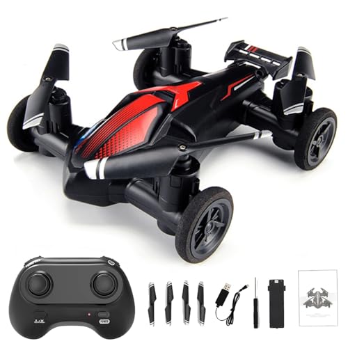 V11 Remote Control Flying Car Air-Ground Dual Mode Toys, V11 Ferngesteuertes Flugzeug Auto Luft-Boden Dual Mode Spielzeug, Ferngesteuertes Auto mit 360° Drehbar & LED für Kinder, Erwachsene (Rot-B) von CHENRI