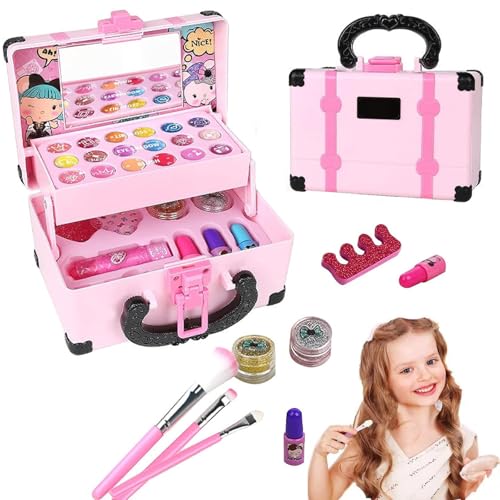 Waschbares Make-up-Schönheitsset für Kinder, Kinderschminke Set Mädchen Kinder Make Up Set, Schminkkoffer Mädchen, Waschbar Schminke Mädchen Spielzeug Geschenk für Mädchen Weihnachts Geburtstags (B) von CHENRI