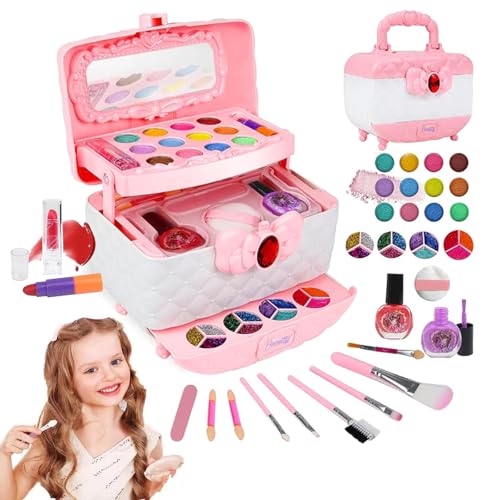 Waschbares Make-up-Schönheitsset für Kinder, Kinderschminke Set Mädchen Kinder Make Up Set, Schminkkoffer Mädchen, Waschbar Schminke Mädchen Spielzeug Geschenk für Mädchen Weihnachts Geburtstags (A) von CHENRI