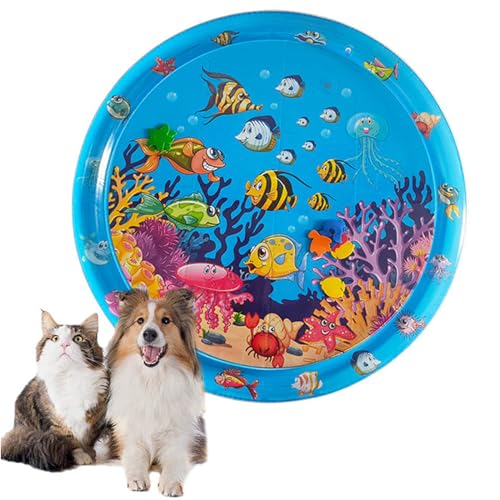 Wassersensorische Spielmatte für Haustiere, Große Sensorische Wassermatte Für Katzen, Aufblasbare Wassermatte Baby Spielzeug, Sommer Wasserspielzeug für Kinder, Katzen und Hunde (B, L) von CHENRI