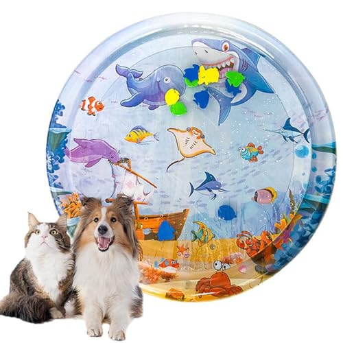 Wassersensorische Spielmatte für Haustiere, Große Sensorische Wassermatte Für Katzen, Aufblasbare Wassermatte Baby Spielzeug, Sommer Wasserspielzeug für Kinder, Katzen und Hunde (C, L) von CHENRI