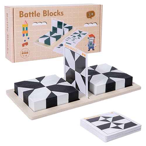 Wooden Hidden Block Puzzle, Montessori Geometrische Form Puzzles Bauklötze hölzerne 3D-Puzzle, Montessori Spielzeug mit Karte, Schwarz Weiß Pädagogische Puzzles Geschenk für Kinder (B) von CHENRI