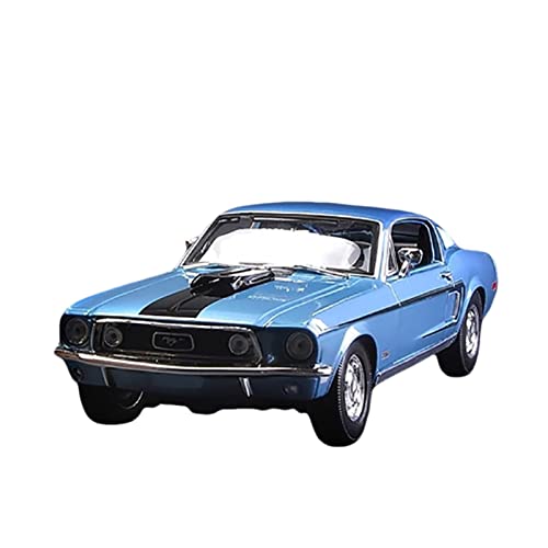 CHENXIAOLAN Miniaturmodelle 1 18 Für Ford Mustang Gt 1968 Oldtimer Metalllegierung Automodell Als Neujahrsgeschenk Fertigmodell(Blau) von CHENXIAOLAN