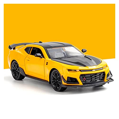 CHENXIAOLAN Miniaturmodelle 1 24 Automodell Für Chevrolet Camaro Zurückziehen Mit Musik Und Leichtmetalldruckguss-Simulationsauto Fertigmodell(Yellow) von CHENXIAOLAN