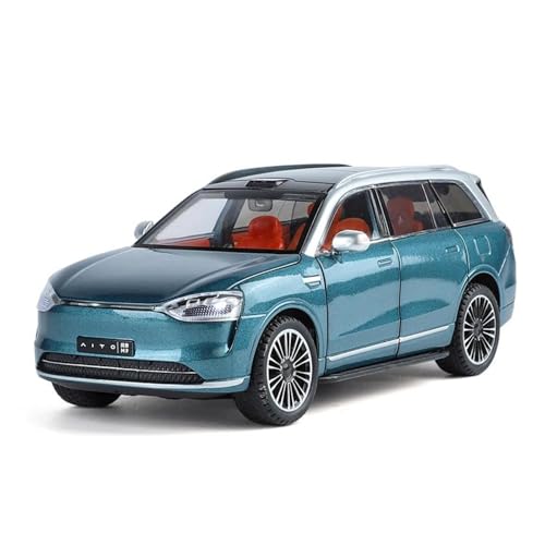 CHENXIAOLAN Miniaturmodelle 1 24 Für AITO M9 SUV Neues Energiefahrzeug Druckgussautomodell Sound- Und Lichtspielzeugsammlungsanzeige Fertigmodell(Blau) von CHENXIAOLAN