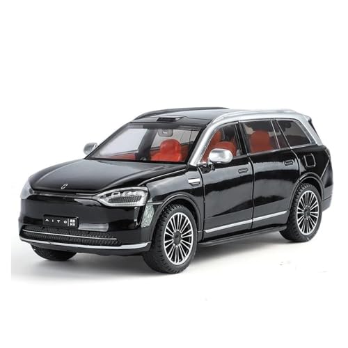 CHENXIAOLAN Miniaturmodelle 1 24 Für AITO M9 SUV Neues Energiefahrzeug Druckgussautomodell Sound- Und Lichtspielzeugsammlungsanzeige Fertigmodell(Schwarz) von CHENXIAOLAN