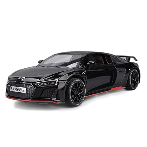 CHENXIAOLAN Miniaturmodelle 1 24 Für Audi R8 V10 Plus Supercar Alloy Car Model Diecast Toy Sound Light Zurückziehen Fertigmodell(A) von CHENXIAOLAN