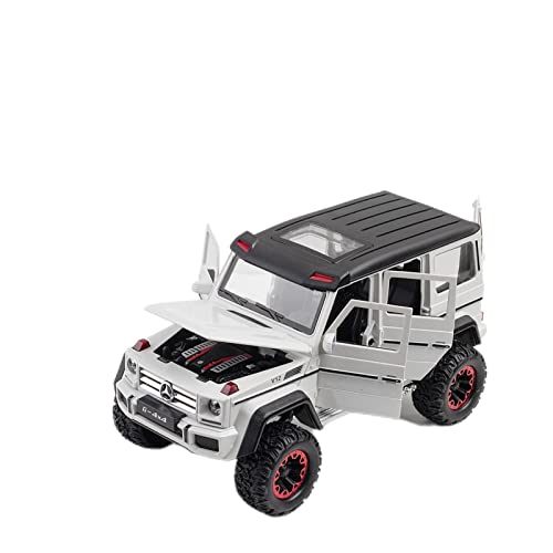 CHENXIAOLAN Miniaturmodelle 1 24 Für Benz G500 4x4 Simulation Diecast Geländewagen Modell Metall Sound Licht Zurückziehen Spielzeugfahrzeuge Geschenk Fertigmodell(White) von CHENXIAOLAN