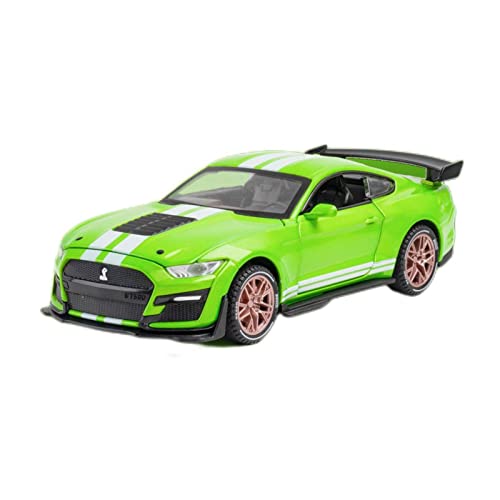 CHENXIAOLAN Miniaturmodelle 1 24 Für Ford Mustang Shelby GT500 Simulation Diecast Car Model Sound Light Zurückziehen Spielzeugfahrzeuge Geschenk Fertigmodell(Grün) von CHENXIAOLAN