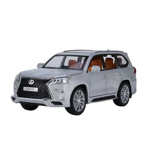 CHENXIAOLAN Miniaturmodelle 1 24 Für Lexus LX600 LX570 LX500 Zink-Legierung Druckguss Metall Modell Auto Sound Und Licht Pull Back Fertigmodell(LX500 Silver) von CHENXIAOLAN