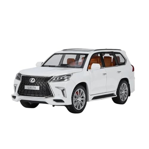 CHENXIAOLAN Miniaturmodelle 1 24 Für Lexus LX600 LX570 LX500 Zink-Legierung Druckguss Metall Modell Auto Sound Und Licht Pull Back Fertigmodell(LX500 White) von CHENXIAOLAN