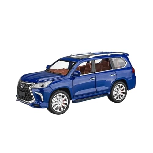 CHENXIAOLAN Miniaturmodelle 1 24 Für Lexus LX600 LX570 LX500 Zink-Legierung Druckguss Metall Modell Auto Sound Und Licht Pull Back Fertigmodell(LX570 Blue) von CHENXIAOLAN