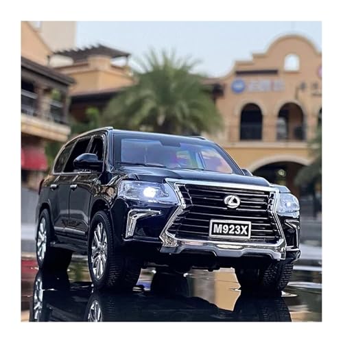 CHENXIAOLAN Miniaturmodelle 1 24 Für Lexus LX600 LX570 LX500 Zink-Legierung Druckguss Metall Modell Auto Sound Und Licht Pull Back Fertigmodell(LX570 black1) von CHENXIAOLAN