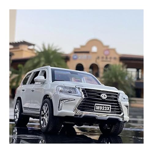 CHENXIAOLAN Miniaturmodelle 1 24 Für Lexus LX600 LX570 LX500 Zink-Legierung Druckguss Metall Modell Auto Sound Und Licht Pull Back Fertigmodell(LX570 white1) von CHENXIAOLAN