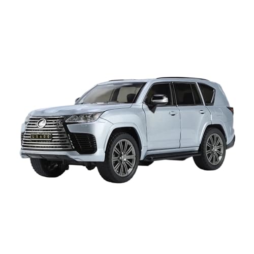 CHENXIAOLAN Miniaturmodelle 1 24 Für Lexus LX600 LX570 LX500 Zink-Legierung Druckguss Metall Modell Auto Sound Und Licht Pull Back Fertigmodell(LX600 Silver) von CHENXIAOLAN