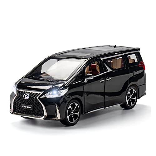 CHENXIAOLAN Miniaturmodelle 1 24 Für Lexus MVP LM300H Zinklegierung Diecast Automodell Mit Sound Und Licht Für Erwachsenes Fertigmodell(Schwarz) von CHENXIAOLAN