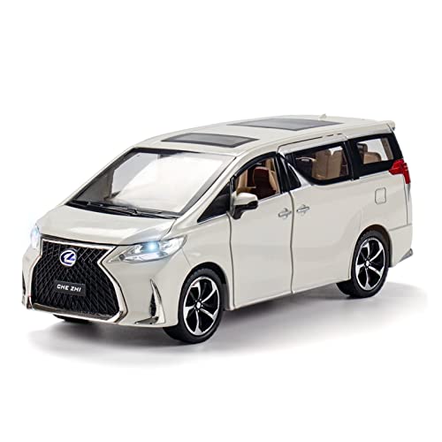 CHENXIAOLAN Miniaturmodelle 1 24 Für Lexus MVP LM300H Zinklegierung Diecast Automodell Mit Sound Und Licht Für Erwachsenes Fertigmodell(White) von CHENXIAOLAN