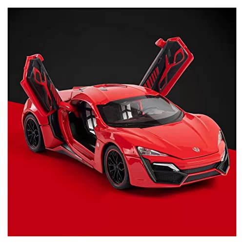 CHENXIAOLAN Miniaturmodelle 1 24 Für Lykan Sports Car Alloy Diecast Car Modell Mit Sound Light Für Adult Display Ornaments Fertigmodell(Rot) von CHENXIAOLAN