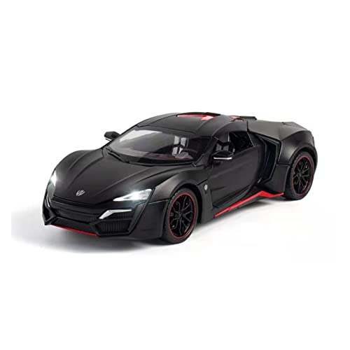 CHENXIAOLAN Miniaturmodelle 1 24 Für Lykan Sports Car Alloy Diecast Car Modell Mit Sound Light Für Adult Display Ornaments Fertigmodell(Schwarz) von CHENXIAOLAN