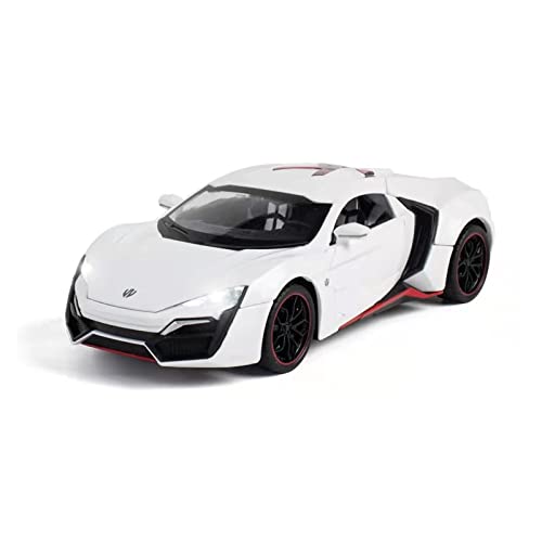 CHENXIAOLAN Miniaturmodelle 1 24 Für Lykan Sports Car Alloy Diecast Car Modell Mit Sound Light Für Adult Display Ornaments Fertigmodell(White) von CHENXIAOLAN