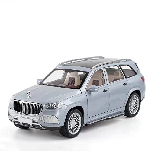 CHENXIAOLAN Miniaturmodelle 1 24 Für Maybach GLS 600 Zinklegierung Diecast Automodell Mit Sound Und Licht Für Erwachsene Fertigmodell(Blau) von CHENXIAOLAN