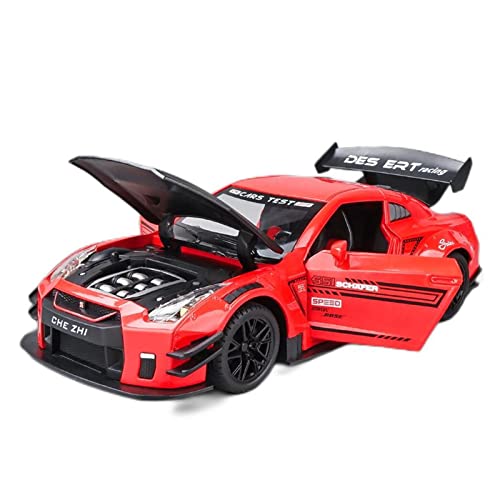 CHENXIAOLAN Miniaturmodelle 1 24 Für Nissan GT-R Simulation Legierung Automodell Diecast Fahrzeug Zurückziehen Spielzeug Sammlung Kinder Geschenk Fertigmodell(Rot) von CHENXIAOLAN