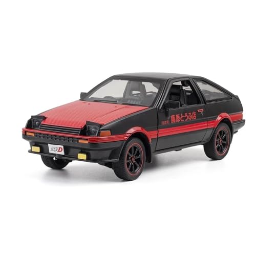 CHENXIAOLAN Miniaturmodelle 1 24 Für Toyota AE86 Kopf Auto Modell Ornamente Simulation Fahrzeug Geschenk Mit Sound Und Licht Pull Zurück Fertigmodell(Rot) von CHENXIAOLAN