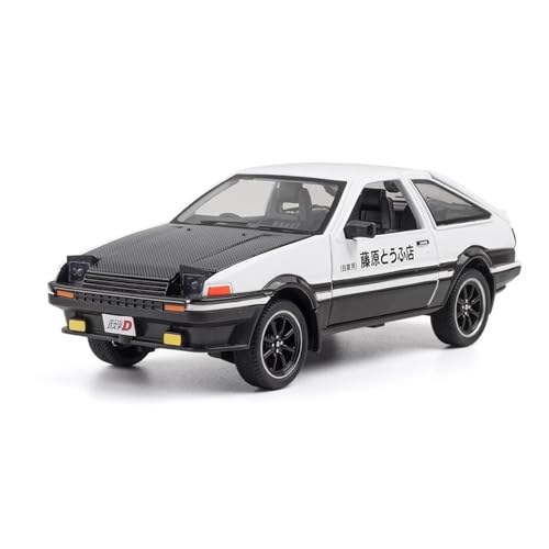 CHENXIAOLAN Miniaturmodelle 1 24 Für Toyota AE86 Kopf Auto Modell Ornamente Simulation Fahrzeug Geschenk Mit Sound Und Licht Pull Zurück Fertigmodell(Schwarz) von CHENXIAOLAN