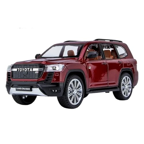 CHENXIAOLAN Miniaturmodelle 1 24 Für Toyota Land Cruiser GR Sports Edition Maßstab Druckguss Modell Auto Sound Und Licht Pull Back Fertigmodell(Rot) von CHENXIAOLAN