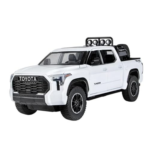 CHENXIAOLAN Miniaturmodelle 1 24 Für Tundra Pickup Legierung Auto Modell Diecast Off-Road Fahrzeug Auto Modell Sound Und Licht Geschenk Fertigmodell(Weiß) von CHENXIAOLAN