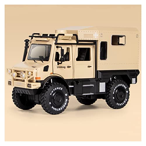 CHENXIAOLAN Miniaturmodelle 1 28 Für Benz UNIMOG Simulation Diecast Geländewagen Modell Metall Sound Licht Zurückziehen Spielzeugfahrzeuge Geschenk Fertigmodell(Beige) von CHENXIAOLAN