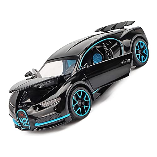 CHENXIAOLAN Miniaturmodelle 1 32 Für Bugatti Chiron Legierung Spielzeugautomodelle Diecast Car Mit Sound Light Fertigmodell(Schwarz) von CHENXIAOLAN