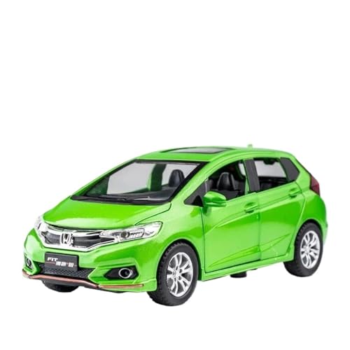 CHENXIAOLAN Miniaturmodelle 1 32 Für Honda Fit GK5 Metall Auto Modell Skala Modell Sound Und Licht Sammlung Geschenk Fertigmodell(Grün) von CHENXIAOLAN