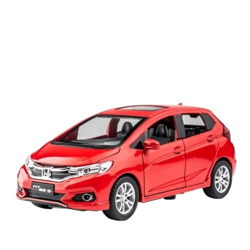 CHENXIAOLAN Miniaturmodelle 1 32 Für Honda Fit GK5 Metall Auto Modell Skala Modell Sound Und Licht Sammlung Geschenk Fertigmodell(Rot) von CHENXIAOLAN