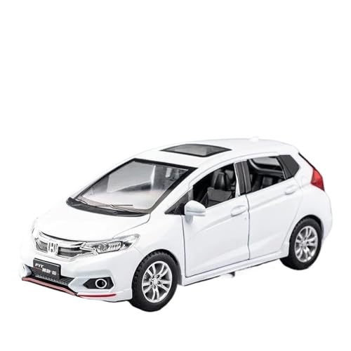 CHENXIAOLAN Miniaturmodelle 1 32 Für Honda Fit GK5 Metall Auto Modell Skala Modell Sound Und Licht Sammlung Geschenk Fertigmodell(Weiß) von CHENXIAOLAN