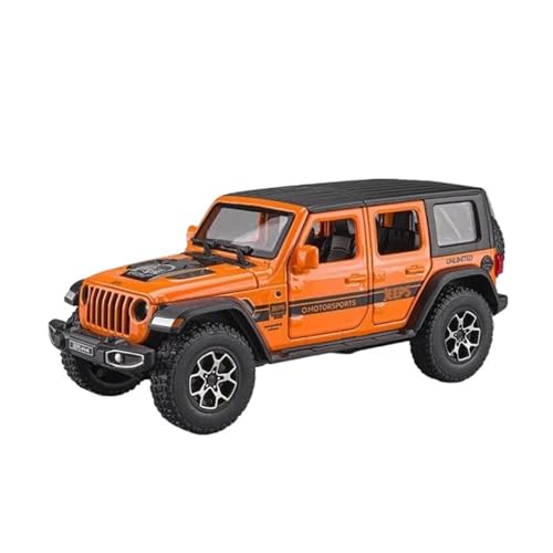 CHENXIAOLAN Miniaturmodelle 1 32 Für Jeep Wrangler Sahara Offroad-Legierungsauto Druckgussautomodell Sound- Und Lichtspielzeug Fertigmodell(Orange) von CHENXIAOLAN