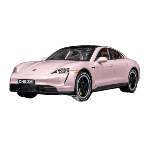 CHENXIAOLAN Miniaturmodelle 1 32 Für Porsche Taycan Legierung Metall Druckguss Modell Simulation Modell Sound Und Licht Spielzeug Fertigmodell(Rosa) von CHENXIAOLAN