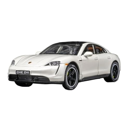 CHENXIAOLAN Miniaturmodelle 1 32 Für Porsche Taycan Legierung Metall Druckguss Modell Simulation Modell Sound Und Licht Spielzeug Fertigmodell(Weiß) von CHENXIAOLAN