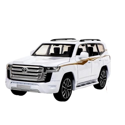 CHENXIAOLAN Miniaturmodelle 1 32 Für Toyota Land Cruiser LC300 SUV Druckguss Automodell Sound Und Licht Pull Back Spielzeug Fertigmodell(Weiß) von CHENXIAOLAN