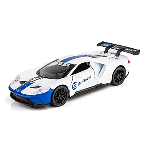 CHENXIAOLAN Miniaturmodelle 1 32 Simulation Automodell Legierung Diecast Automodell Für Ford GT Rennwagen Zurückziehen Mit Ton Und Licht Fertigmodell(Weiß) von CHENXIAOLAN