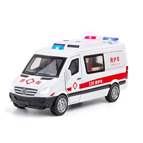 CHENXIAOLAN Miniaturmodelle 1 32 Simulation Diecast-Legierung Automodell Krankenhaus Rettungswagen Ziehen Kinderspielzeugfahrzeug Zurück Fertigmodell von CHENXIAOLAN