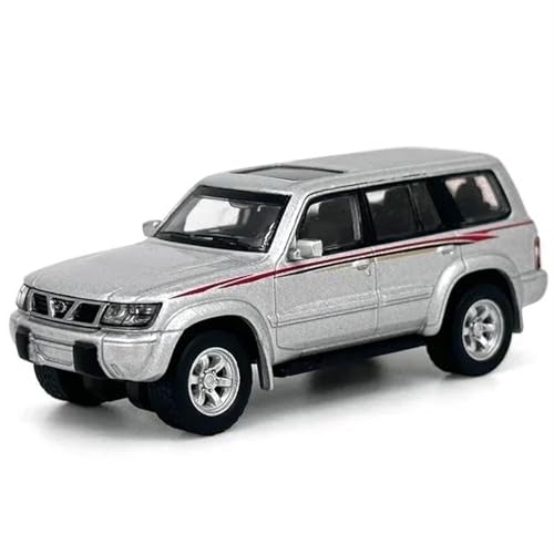 CHENXIAOLAN Miniaturmodelle 1 64 Für Nissan Patrol 1998 Y61 Statische Auto Modell Diecast Miniatur Fahrzeug Modell Sammlung Geschenk Fertigmodell(Light Grey) von CHENXIAOLAN