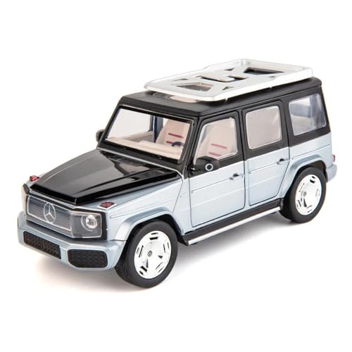 Miniaturmodelle Automodell 1 24 für Mercedes Benz EQG G-Klasse Legierungsmodellauto Metallguss-Sound- und Lichtauto Fertigmodell(Grau) von CHENXIAOLAN