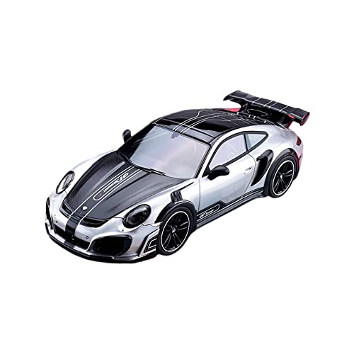 CHENXIAOLAN Miniaturmodelle Für Porsche 911 Turbo Modifizierte GT Street R 1 43 Simulation Harz Automodell Souvenir Dekoration Geschenke Fertigmodell(Silber) von CHENXIAOLAN