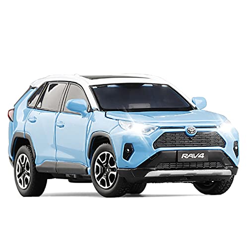 CHENXIAOLAN Miniaturmodelle Für Toyota RAV4 1 32 Simulation Diecast Alloy Automodell Sound Und Licht Sammlerstücke Kinderspielzeug Geschenk Fertigmodell(Blau) von CHENXIAOLAN