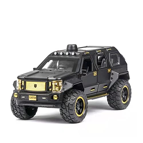 Miniaturmodelle 1 24 Für George Patton SUV Zinklegierung Diecast Automodell Mit Sound Und Licht Für Erwachsene Fertigmodell(Schwarz) von CHENXIAOLAN